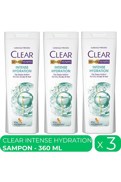 Clear Sampon Clear Women Intense Hydration, 3 buc x 360 ml