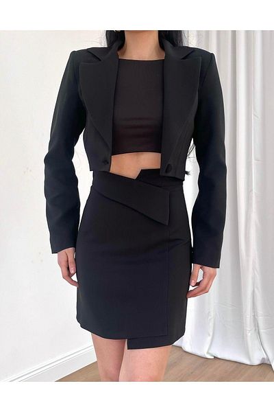 MİSSCİXFASHİON Women's Evening Dress Skirt Jacket Long Sleeve Single Button Double Suit - Evening Dress & Graduation Dress