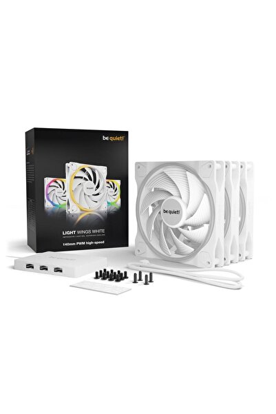 Be Quiet! Set 3 ventilatoare fii linistit! ARIPI LUMINĂ ALB, 140 mm, PWM, ARGB (Alb)