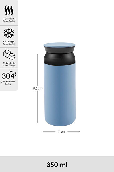 Karaca Rainbow Blue Stainless Steel Thermos 350 ml (KEEPING HOT/COLD UP TO 8 HOURS)
