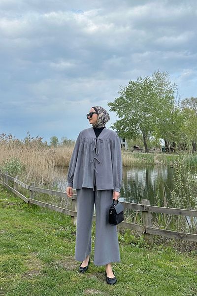 LOCCO Women's Front Tie Cupra Suit Anthracite