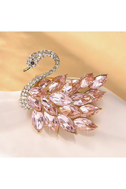 Choice 80401436 دبوس بجعة كريستالي أنيق للنساء والفتيات - دبوس حيوان مرصع بأح...