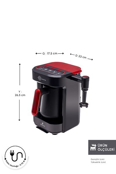 Karaca Imperial Red Memory Barista Cappuccino and Turkish Coffee Machine