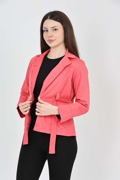 S&V TEKSTİL Women's Pink Short Trench Coat Jacket