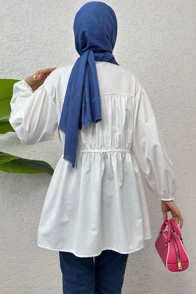 DEFNECE BOUTIQUE Navy Blue Tunic - Drawstring and Laced