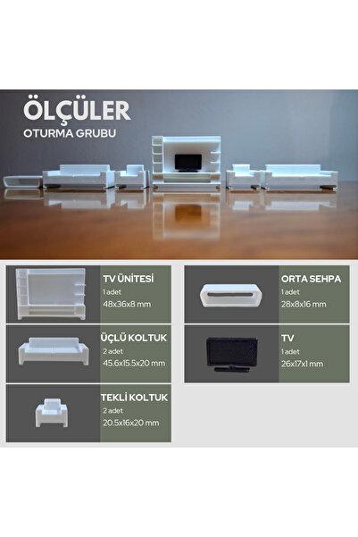 Home 1/50 ölçek maket diorama oturma grubu salon mobilya seti