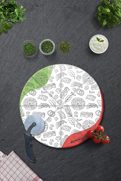 Decorita Pizza Cut Channel Presentation Glass |   White Patterned |   Diameter36Cm