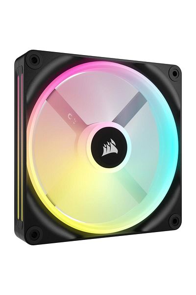 Corsair Pack of 2 Corsair iCUE LINK QX140 RGB Magnetic Dome Fans, Starter Kit, 140 mm (Black)
