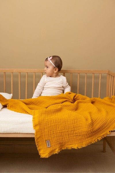 ZEYPBA Orange Muslin 4 Layer Muslin 110X110Cm Cotton Softness