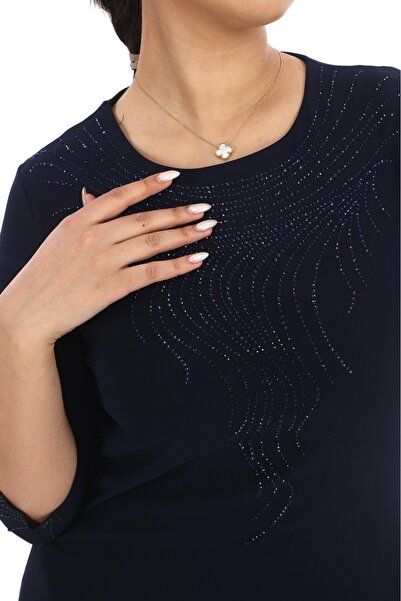 SORALLİNE Women's Plus Size Evening Dress 1124 Navy Blue