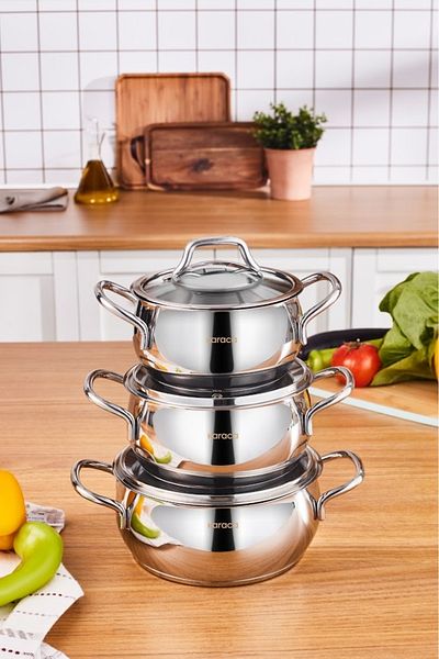 Karaca Emirgan 6-Piece Steel Midi Set with Induction Base