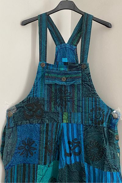 AYASOFYA OTANTIK Unisex Nepal Blue Ethnic Pattern Λεπτομερή ελαστικό πόδι με τσέπες 100% βαμβακερή χαλαρή άνετη φόρμα