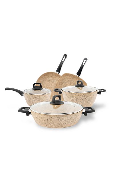 VAV GET 8-Piece Premium Granite Cookware Set Non-Stick, Durable, Eco-Friendly, with Lids
