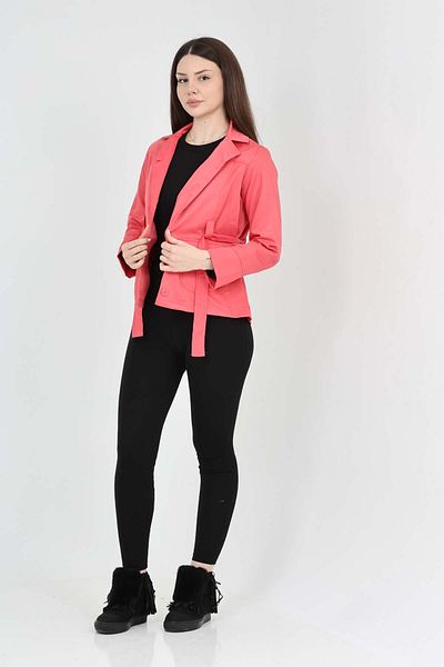 S&V TEKSTİL Women's Pink Short Trench Coat Jacket
