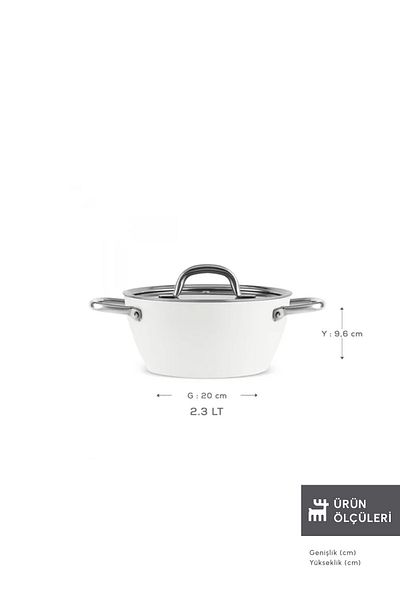 Karaca Refika Birgül - 20 cm Cream Swiss Crystal Metal Pot with Handle