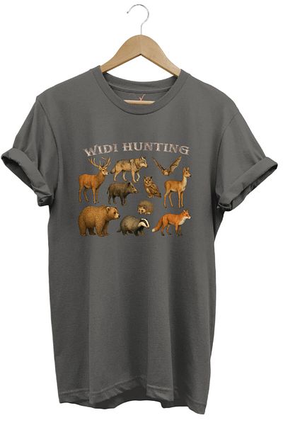 WİDİ Widi Hunting Wilderness Deer Bear Wolf με στάμπα 100% βαμβακερό μπλουζάκι με κανονική εφαρμογή με λαιμόκοψη