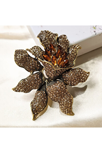 Choice دبوس أحجار الراين على شكل زهرة الأوركيد العتيقة R0-3-7390 للنساء، مجوه...