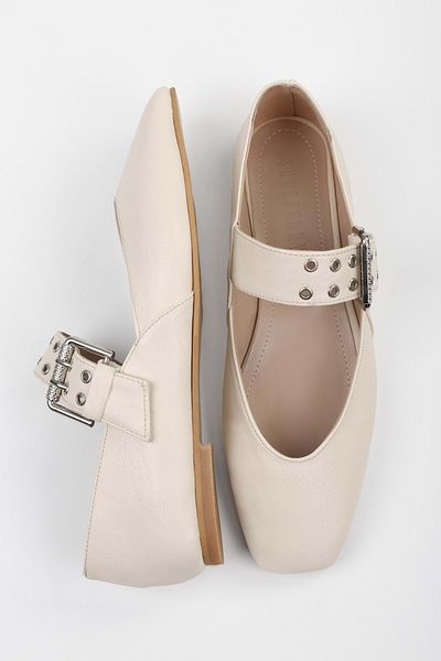 Shoeberry Damen Vell Ecru Skin Gürtelschnalle Babet