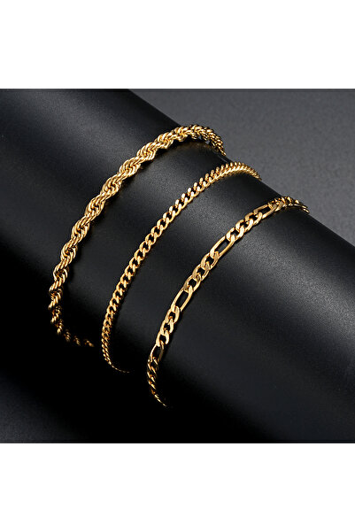 Choice1 AYA6178002HB 3pcs/set Stainless Steel Punk Cuban Chain Bracelet for M...