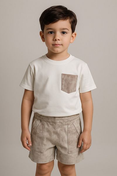 LUESS Boy's Oversize Pattern Pocket Detailed Bottom Top Set (2-3 Years 7-8 Years)