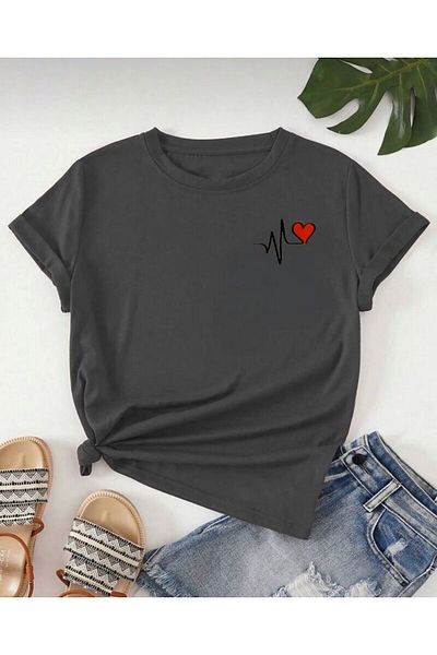 khufu Μπλουζάκι Unisex Oversize - Άνετη εφαρμογή με στάμπα Heart Rhythm και καπνιστή