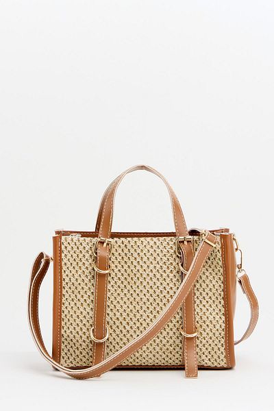 Madamra Tan Women's Braided Mini Hand and Shoulder Bag