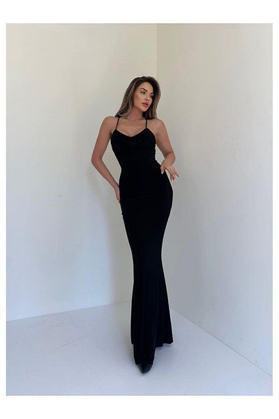 MİSSCİXFASHİON Adjustable Thin Straps Bodycon Maxi Women's Evening Dress - Homecoming Dress