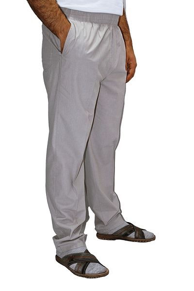 Beratnur Men's Dark Gray Relaxed Fit Elastic Waist Linen Hajj and Umrah Shalwar Trousers