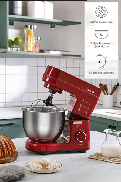 Karaca Maestrochef Stella Stand Mikser Cherry Red 1500w 5 Litre