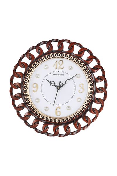 Olsenmark Round Wall Clock OMWC1935 WallMounted, Battery Operated and Durable and 2 YEAR WARRANTY