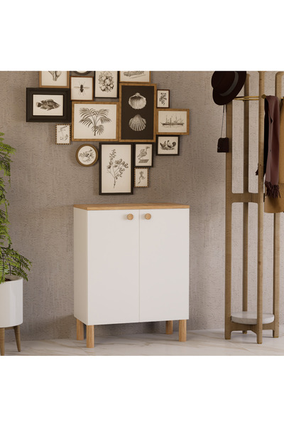 kayhan ahşap Bohem %100 Mdf 2 Kapaklı 3 Raflı Çok Amaçlı Ayakkabılık Erzak Do...