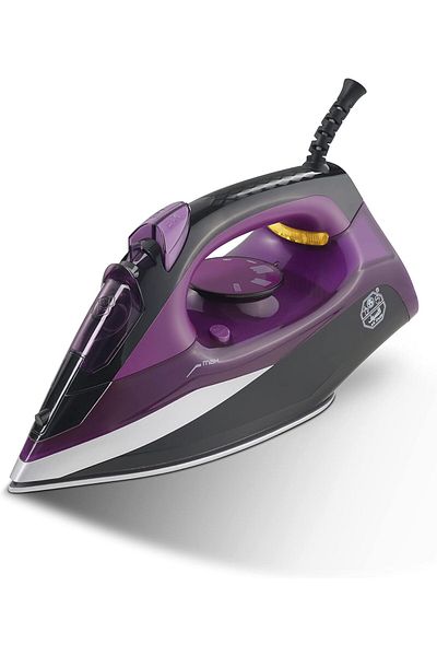 ALSAIF Electric Steam Iron 420ml 2200w Ceramic Non-stick Soleplate With Vertical Steam Function, Black, Pur