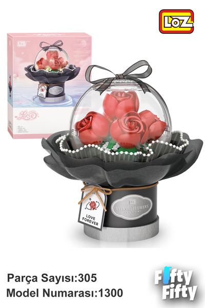 Vagonlife Loz Ledli Kırmızı Dekoratif ve Koleksiyonluk Çiçek Buketi 305 Parça...