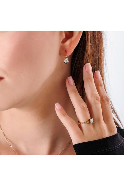 Atelier LEO Handmade Jewellery مجموعة مجوهرات كلاسيكية صغيرة من النحاس المصنوعة يدويًا من حجر الكريستال المقاوم للبهتان للنساء