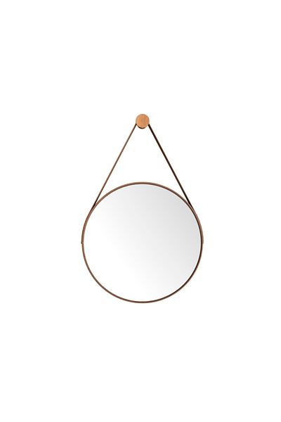 JB Moviecs Round Mirror for Living Room and Home with Leather Stand 60cm