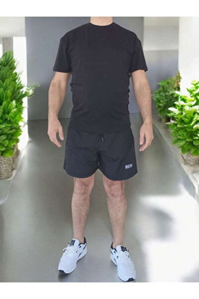 Besa Ανδρικό Σετ Μαύρο Σορτς Θάλασσας + Μπλουζάκι Δύο Τεμάχια