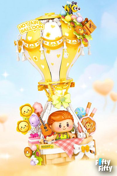Vagonlife Loz Creative Series Yellow Air Balloon 750 Pieces Toy Building Set Fflz-4113