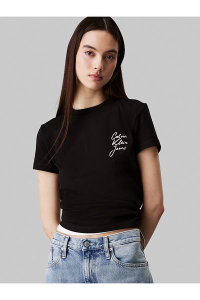 Calvin Klein Calvin Klein Women Black Script Institutional Short Sleeve T-Shirt