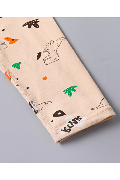 SAPS SAPS Dinosaurs Printed Pajama Set - Peach \ Brown