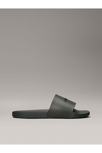 Calvin Klein Men Dark Olive Pool Rubber Sliders