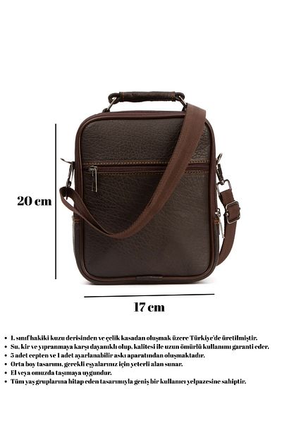 CERFF LEATHER CLUP Мъжка чанта от естествена кожа Alva Clup (КАФЯВА) 21,5 * 17,5 см)