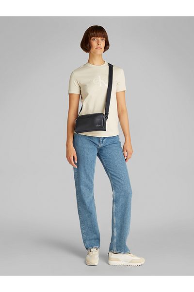 Calvin Klein Black Mono Logo Camera Crossover Bag