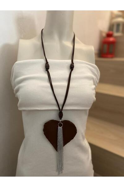 canan dizayn BOHEM OTANTİK KALP DERİ KOLYE ÖZEL TASARIM