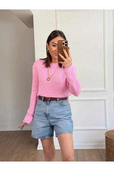 X-Young Sausage Collar Mercerized Knitwear Pink