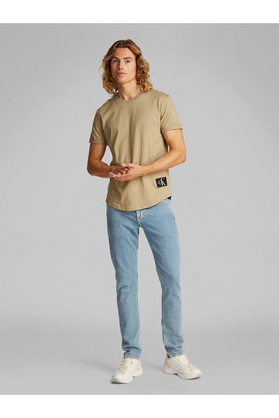 Calvin Klein Calvin Klein Men Brown Badge Turn Up Sleeve T-Shirt