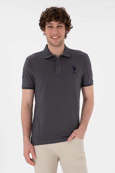 U.S. Polo Assn. Slim Fit Ανδρικό γιακά Polo - Anthracite Basic T-shirt