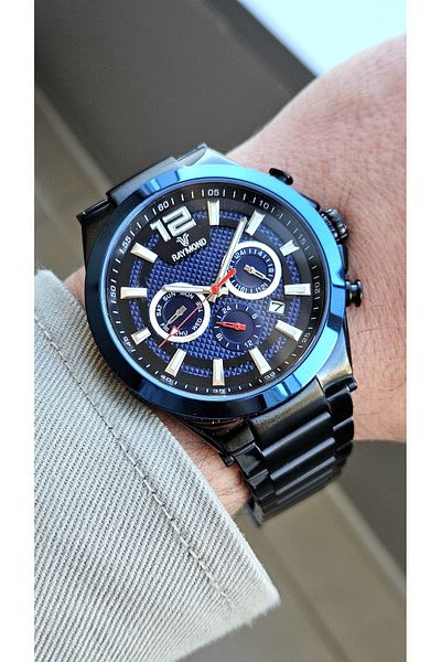 Raymond Rym-1127 Quartz Men's Wristwatch - Steel Case and Cord - 2 Years Warranty