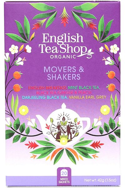 English Tea Shop Organic Movers & Shakers | Perfect Blend Of Mint Ginger, Darjeeling Black Tea & Van