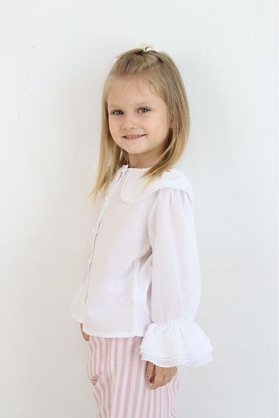 miabambim Girl's Shirt - Ecru Model with Collar Detail