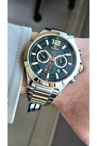 Raymond Rym-1127 Quartz Men's Wristwatch - Steel Case and Cord - 2 Years Warranty